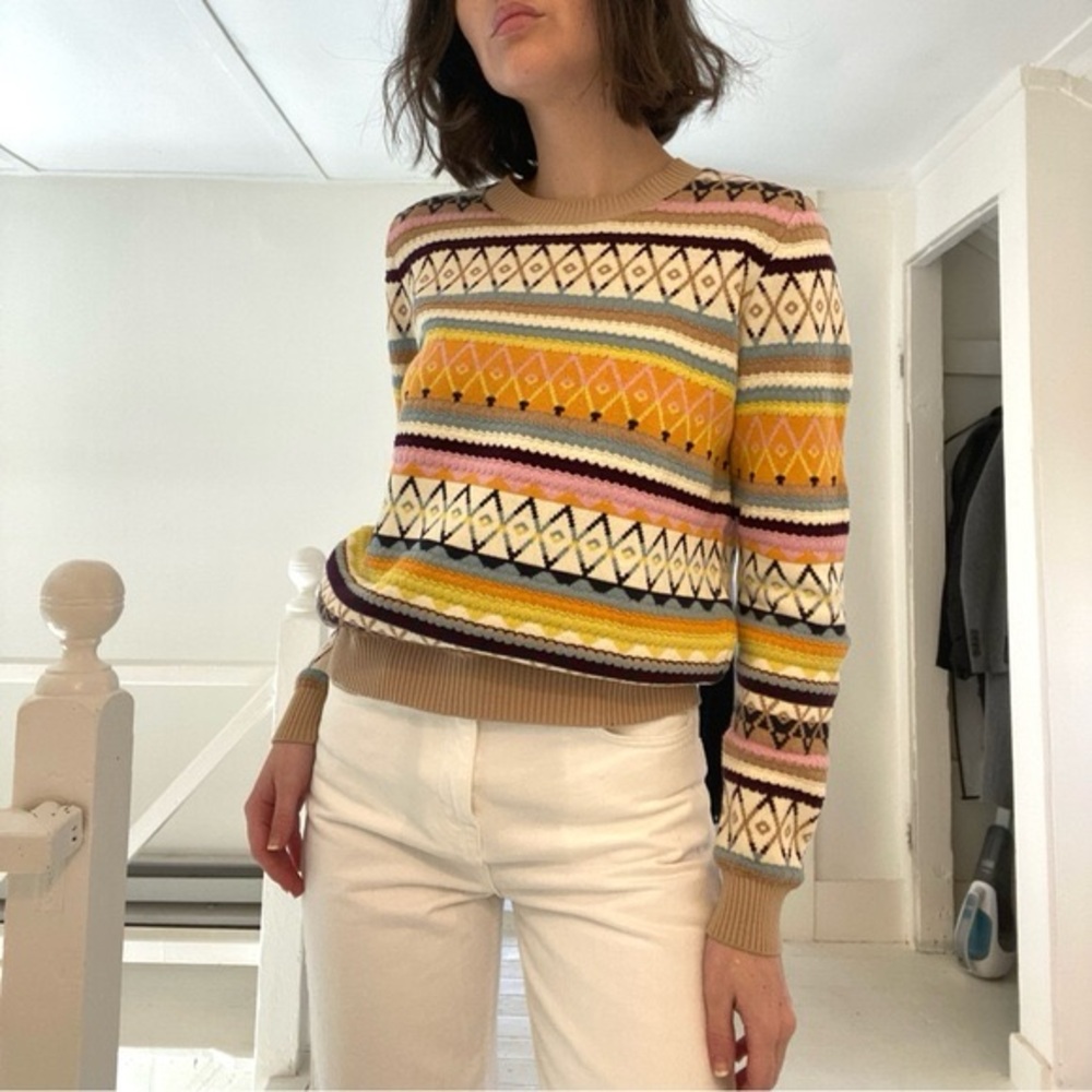 Minnie Rose Cotton Fair Isle Sweater